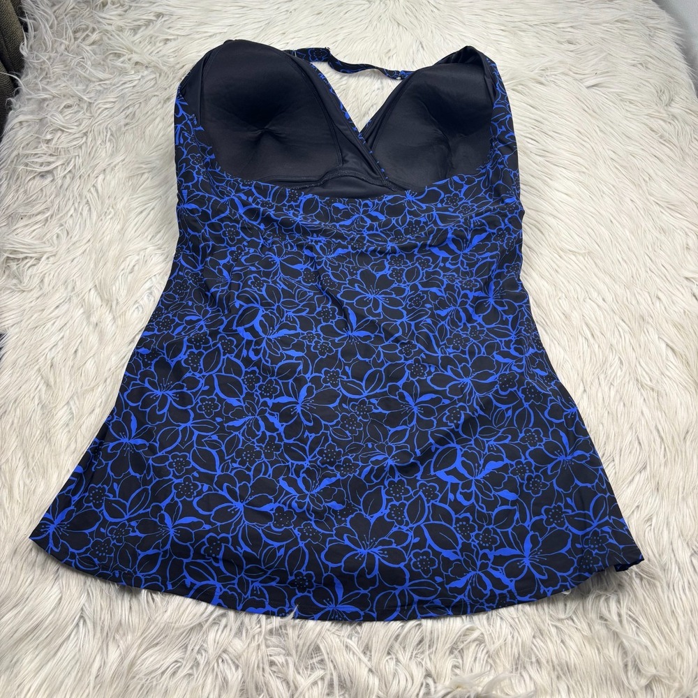 L.L. Bean Women's 22W Shaping Swimwear Clasp Halter Dress Print Blue Floral - Picture 4 of 5